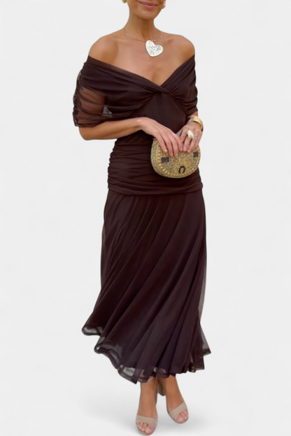 Iselina | Women's V-Neck Ruched Maxi Dress for Summer Events 2