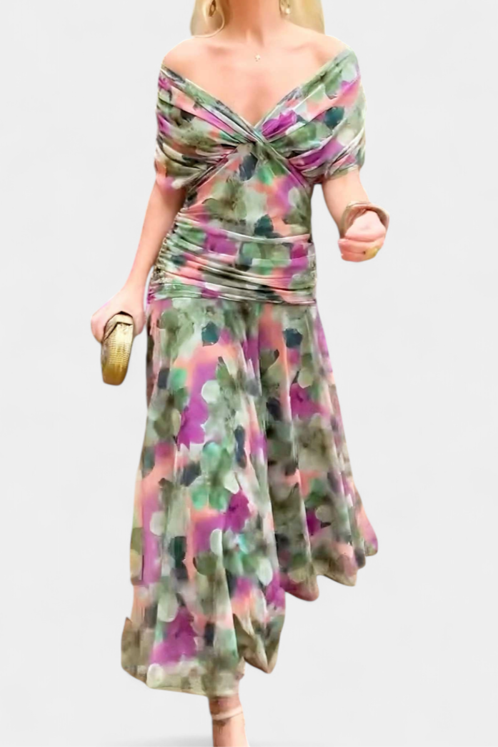 Iselina | Women's V-Neck Ruched Maxi Dress for Summer Events 5
