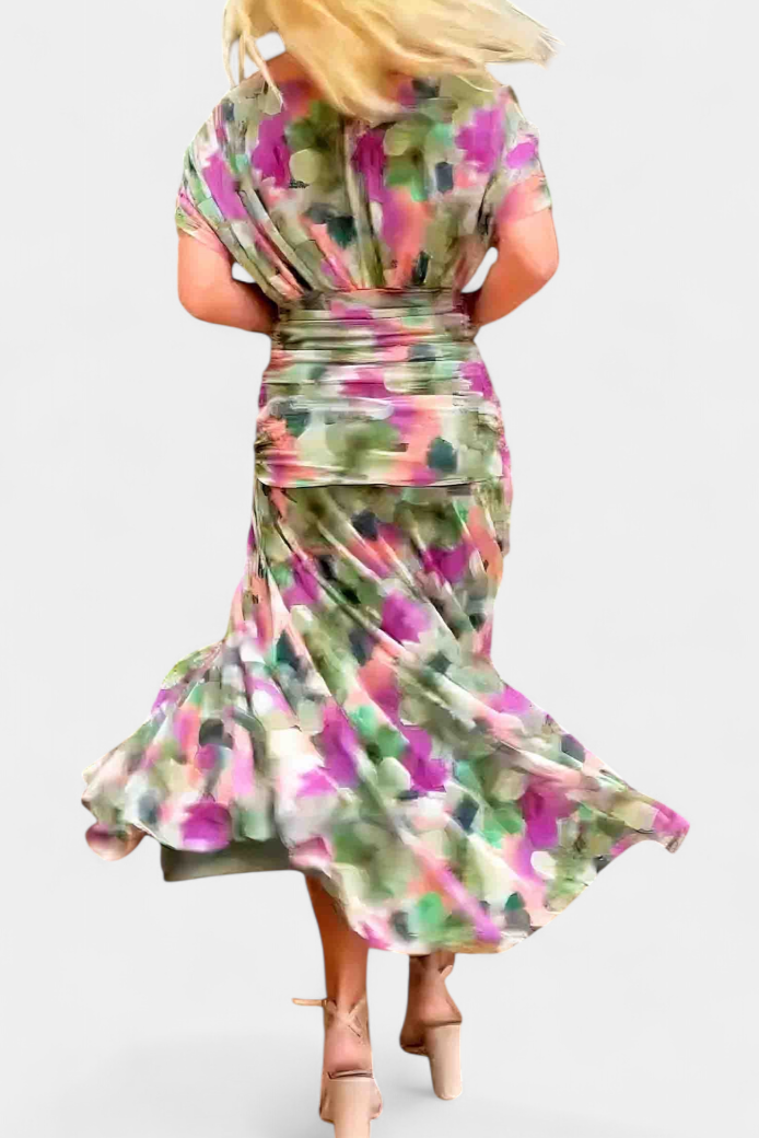 Iselina | Women's V-Neck Ruched Maxi Dress for Summer Events 6