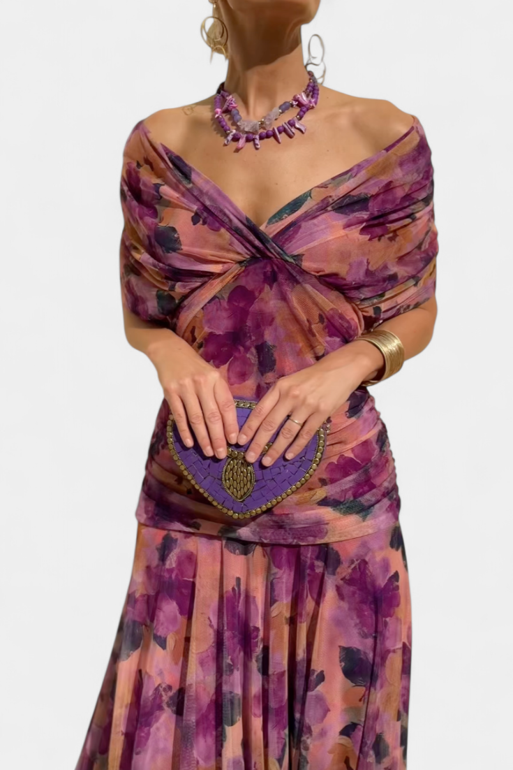 Iselina | Women's V-Neck Ruched Maxi Dress for Summer Events 8