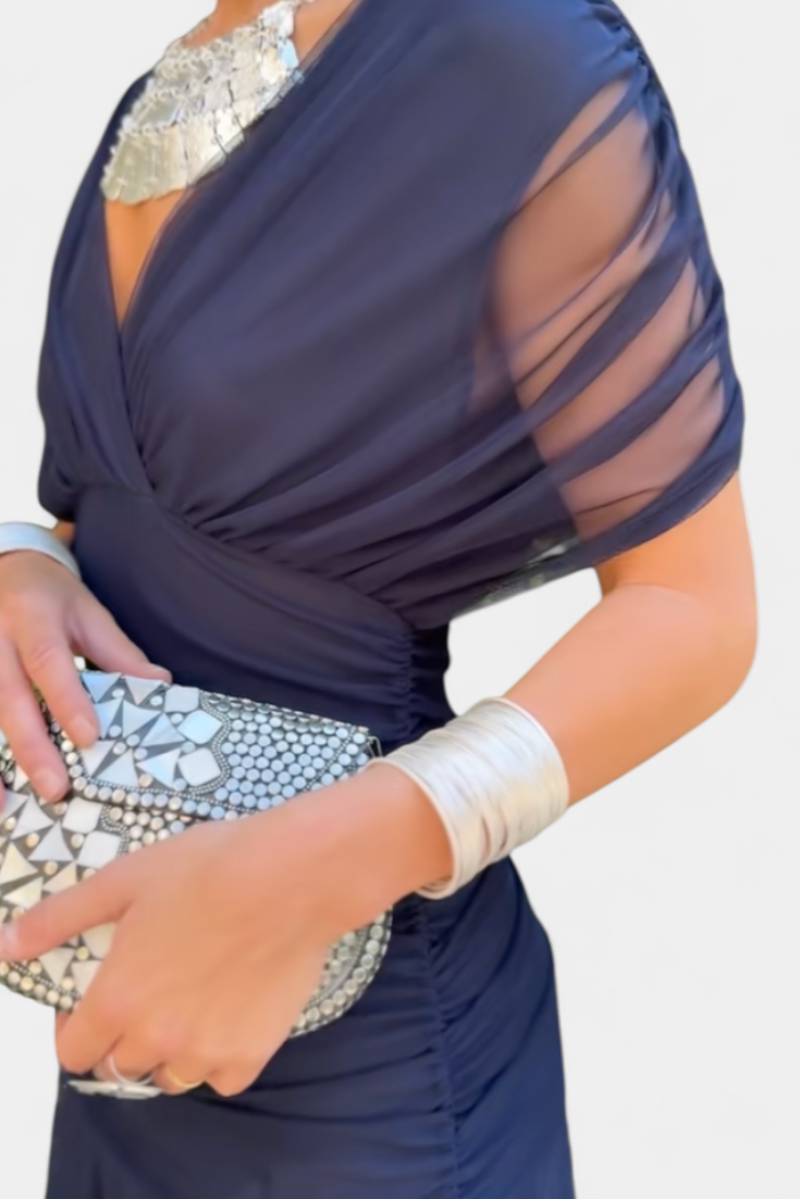 Iselina | Women's V-Neck Ruched Maxi Dress for Summer Events 9