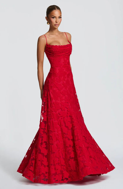 Kynara Long Dress | Lace and Mesh Evening Gown 12