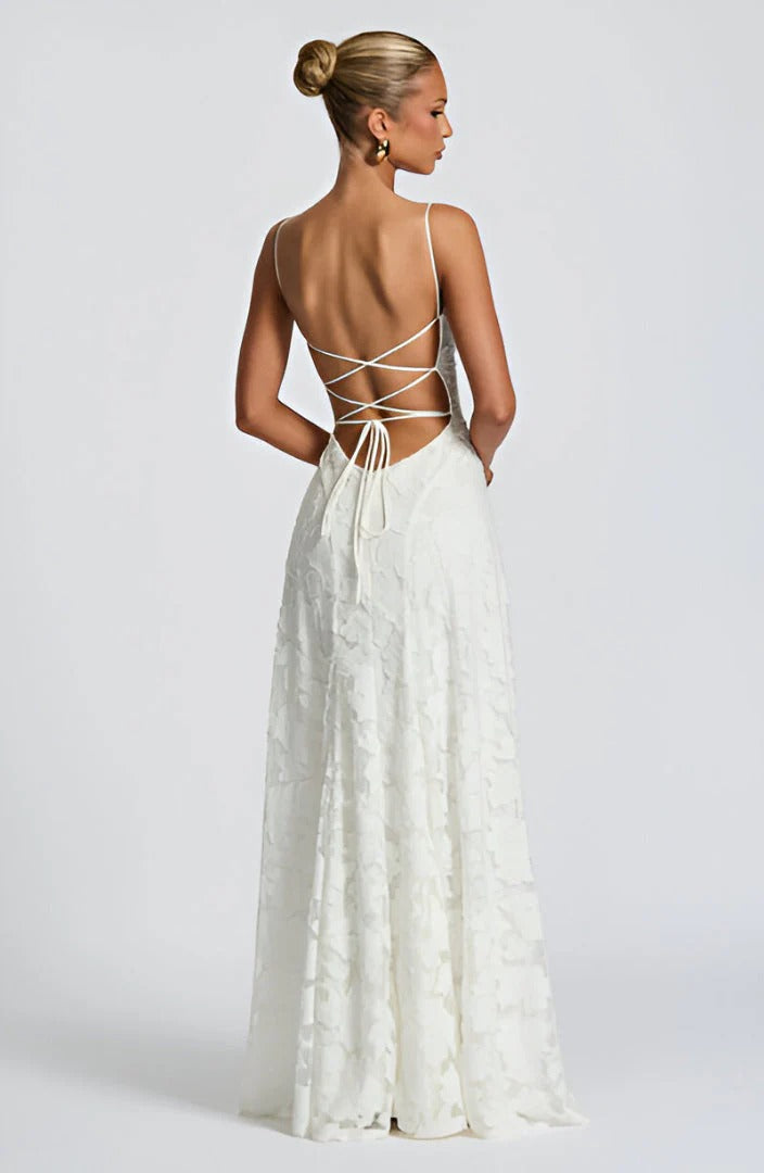 Kynara Long Dress | Lace and Mesh Evening Gown 3
