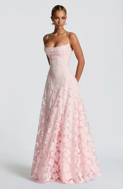 Kynara Long Dress | Lace and Mesh Evening Gown 6