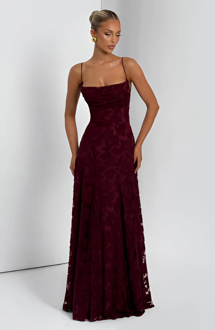 Kynara Long Dress | Lace and Mesh Evening Gown 9