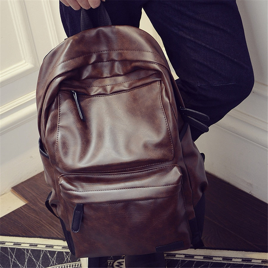 Leather Backpack Brown Size L Genuine Leather 1