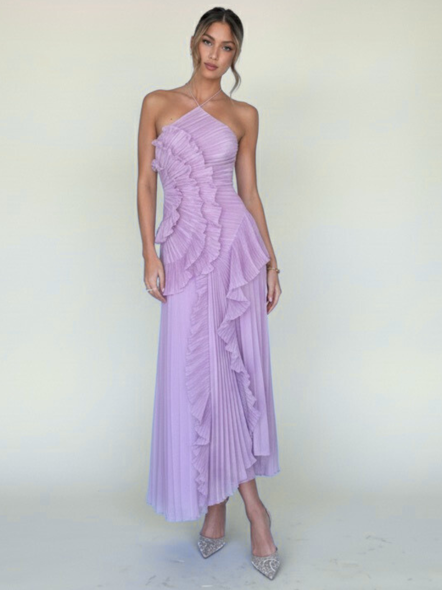 Lilac Asymmetrical Ruffle Dress | Women's Summer Dress 0