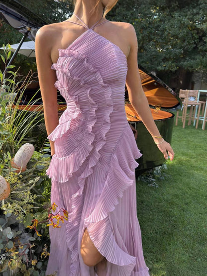 Lilac Asymmetrical Ruffle Dress | Women's Summer Dress 8