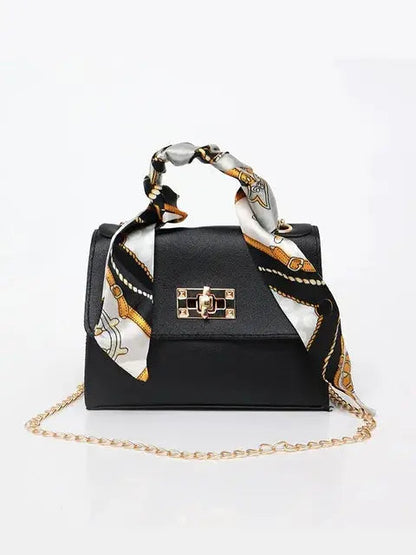 Lima | Brown Leather Handbag with Scarf Handle 0