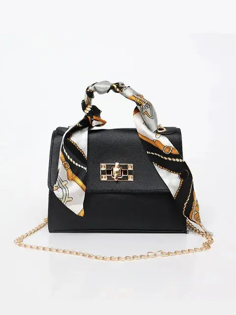 Lima | Brown Leather Handbag with Scarf Handle 0