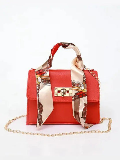 Lima | Brown Leather Handbag with Scarf Handle 3
