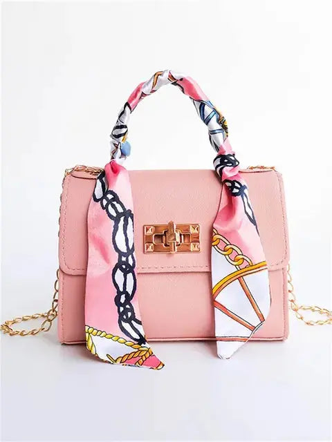 Lima | Brown Leather Handbag with Scarf Handle 5