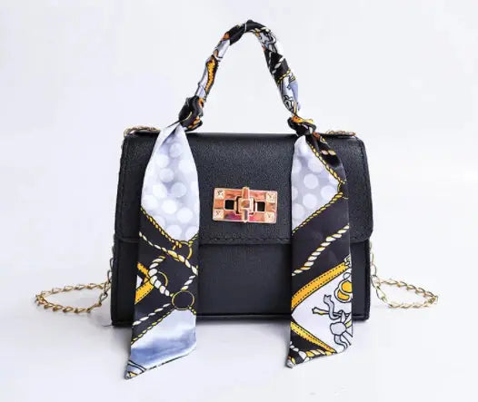 Lima | Brown Leather Handbag with Scarf Handle 6