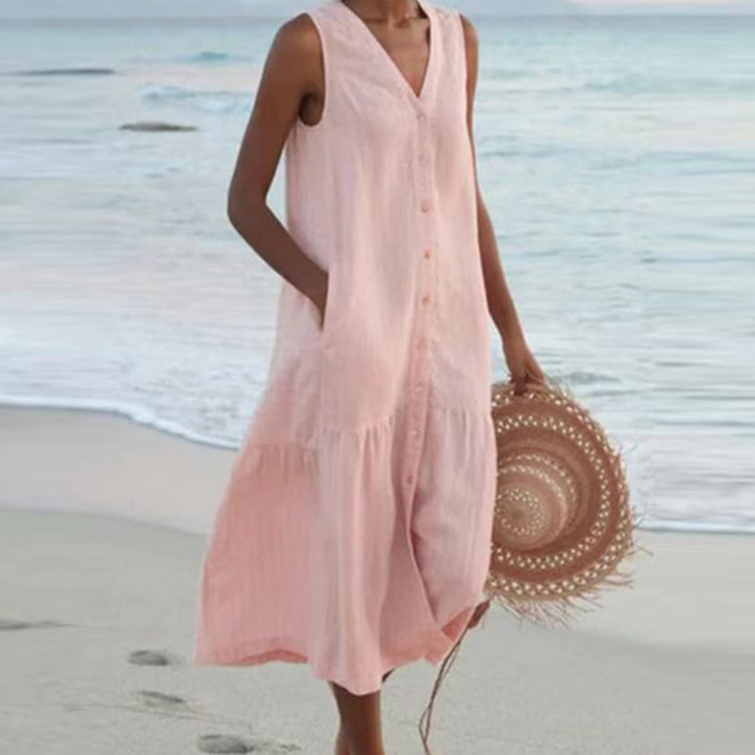 Linen Sleeveless Midi Dress | Women's Summer Dresses 5
