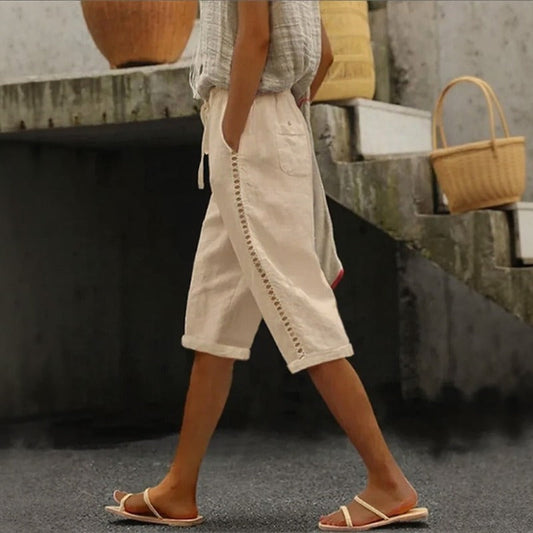Linen Wide Leg Pants Women | Pantacourt Tavina Cotton Blend 0