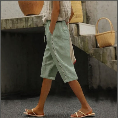 Linen Wide Leg Pants Women | Pantacourt Tavina Cotton Blend 3