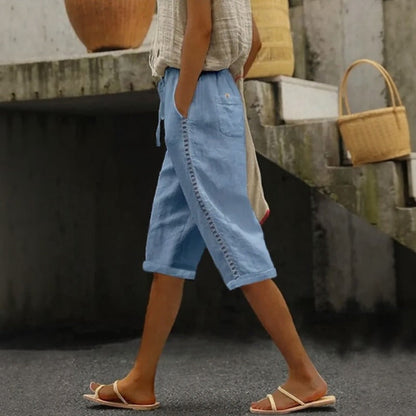 Linen Wide Leg Pants Women | Pantacourt Tavina Cotton Blend 5