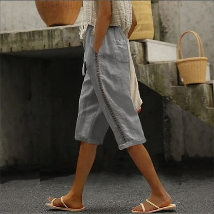Linen Wide Leg Pants Women | Pantacourt Tavina Cotton Blend 7