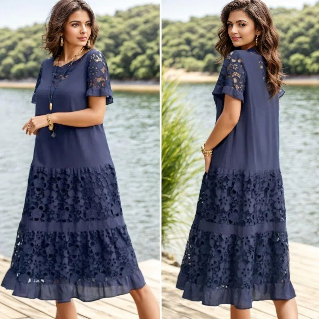 Maria Antonietta | Women's Midi Dress with Crochet Details 0