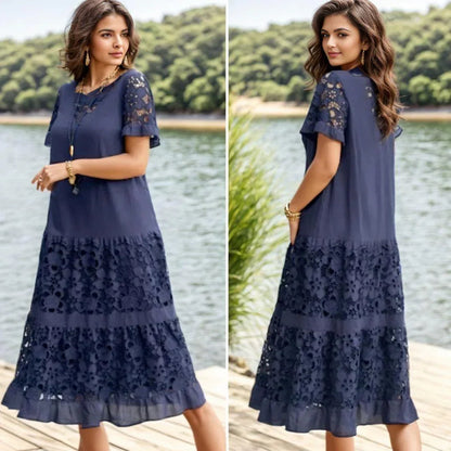 Maria Antonietta | Women's Midi Dress with Crochet Details 0