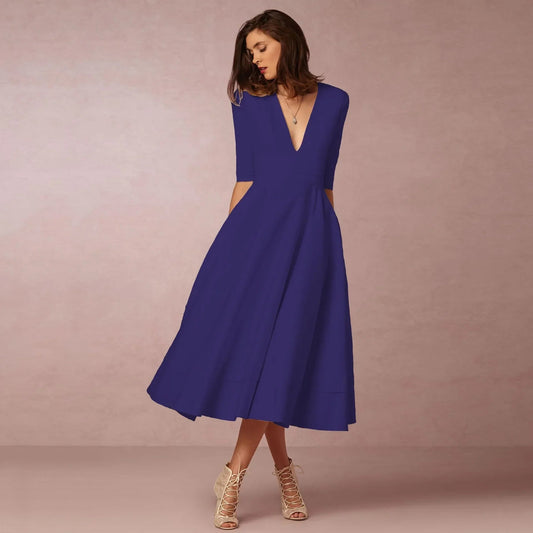 Mariela | Women's Formal Midi Dress with V-Neckline 0