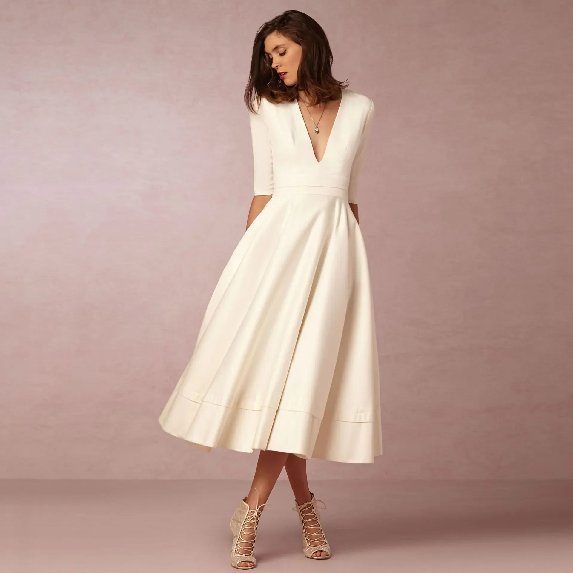 Mariela | Women's Formal Midi Dress with V-Neckline 1