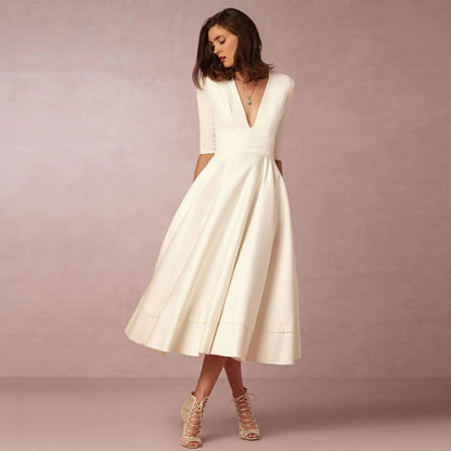 Mariela | Women's Formal Midi Dress with V-Neckline 1