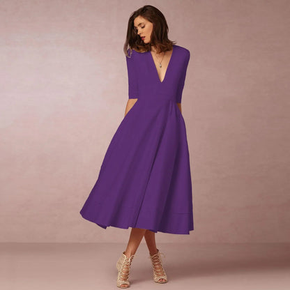 Mariela | Women's Formal Midi Dress with V-Neckline 7