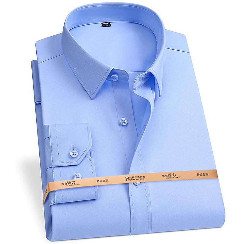 Men's Bamboo Fiber Dress Shirt | White | Sizes S-8XL | Long & Short Sleeve 0