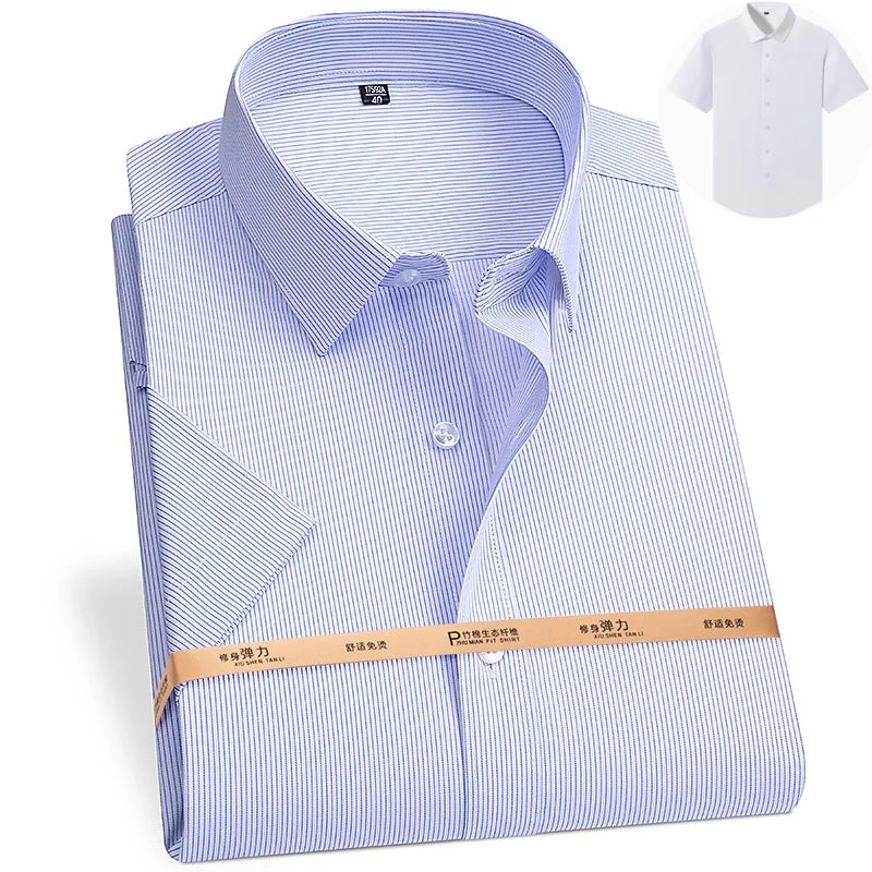 Men's Bamboo Fiber Dress Shirt | White | Sizes S-8XL | Long & Short Sleeve 10