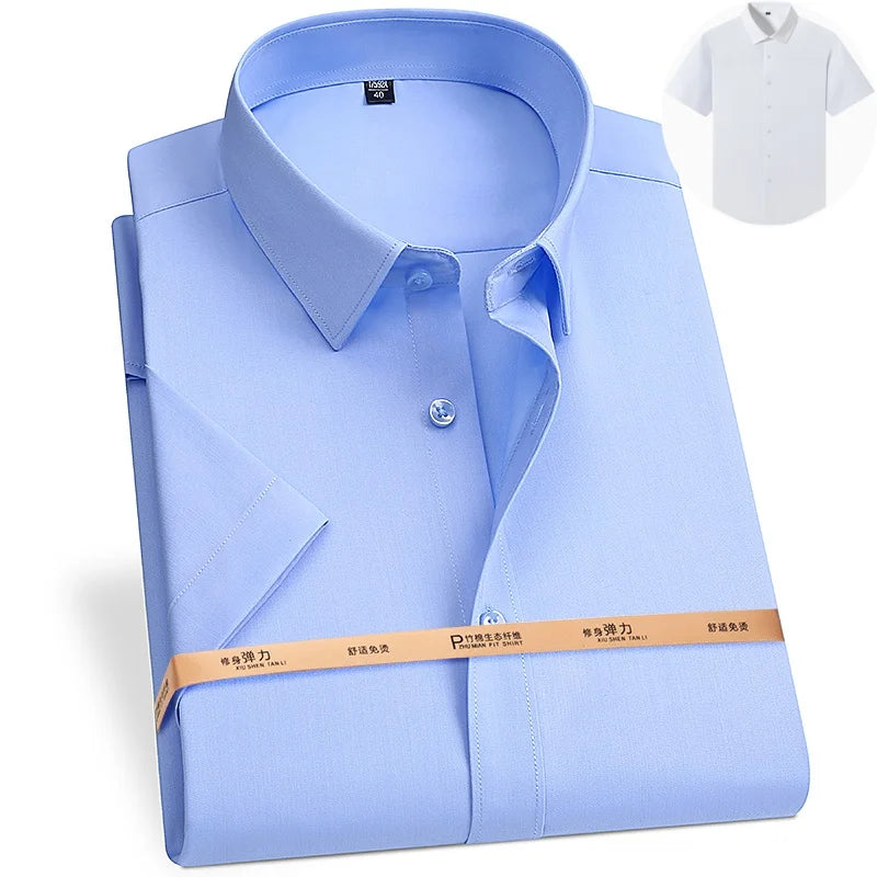 Men's Bamboo Fiber Dress Shirt | White | Sizes S-8XL | Long & Short Sleeve 14
