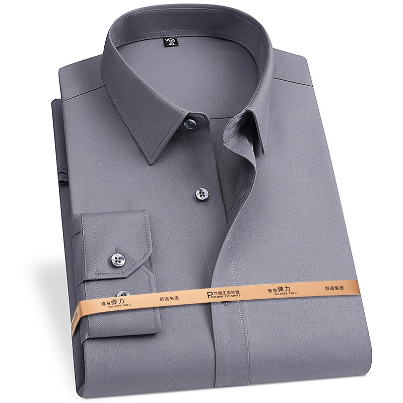 Men's Bamboo Fiber Dress Shirt | White | Sizes S-8XL | Long & Short Sleeve 9