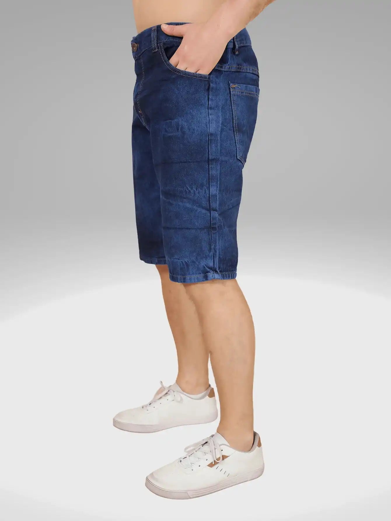 Men's Bermuda Jeans | Casual Shorts Dark Blue Size M Cotton Blend 2