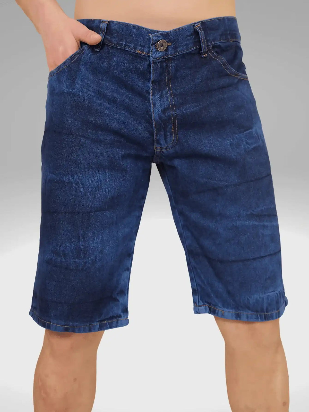 Men's Bermuda Jeans | Casual Shorts Dark Blue Size M Cotton Blend 3