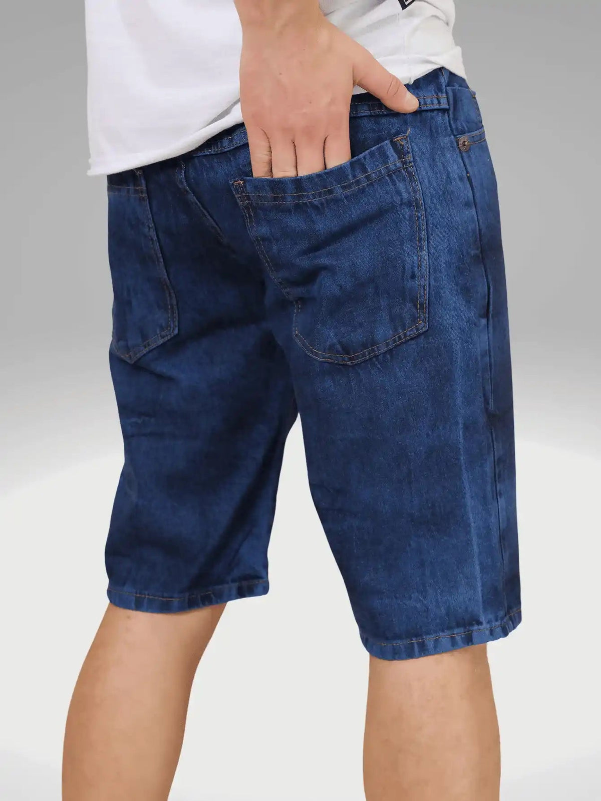 Men's Bermuda Jeans | Casual Shorts Dark Blue Size M Cotton Blend 5