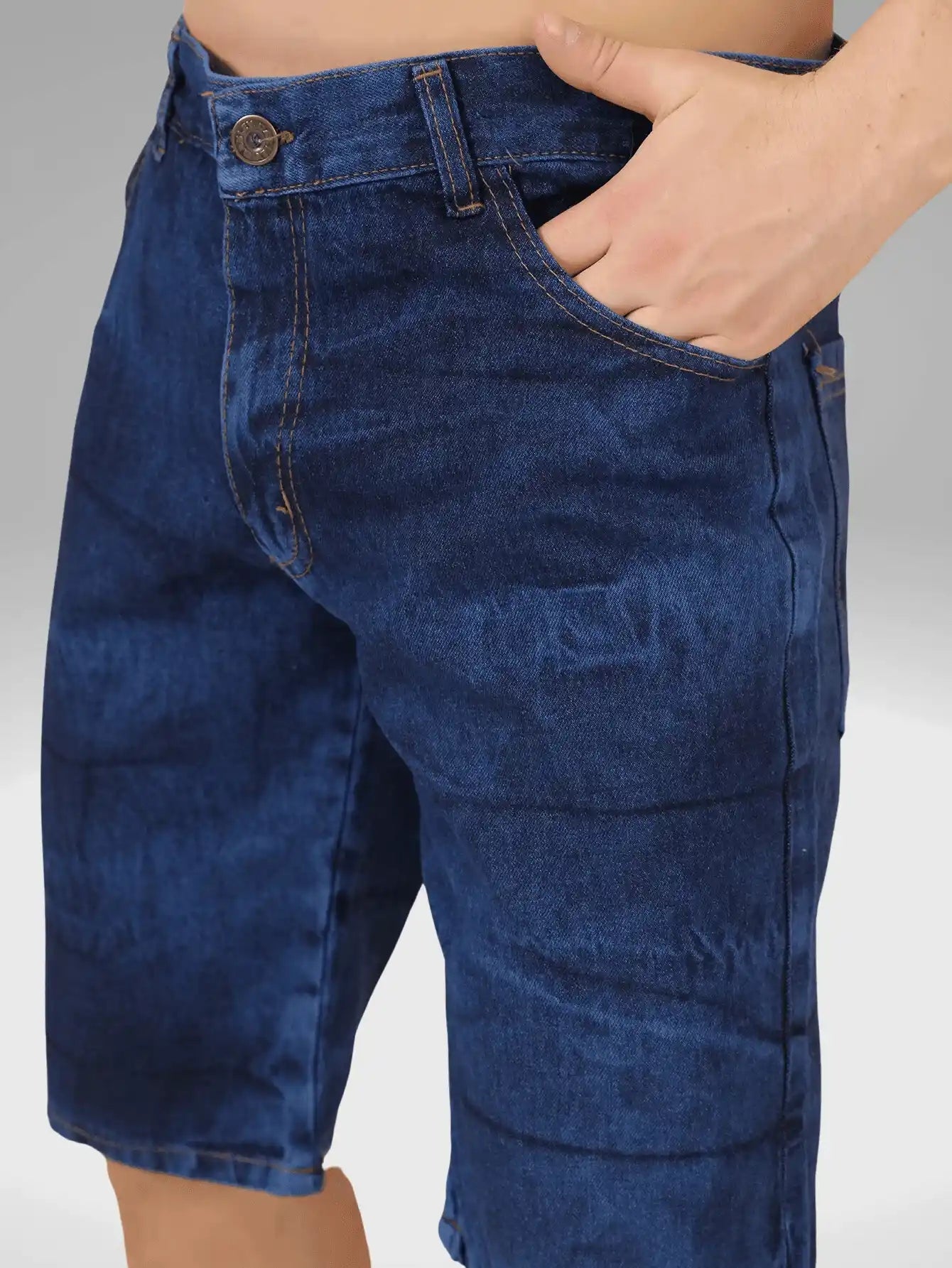 Men's Bermuda Jeans | Casual Shorts Dark Blue Size M Cotton Blend 6