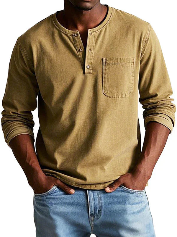Men's Casual Long Sleeve Henley Shirt | Comfortable Fit 6