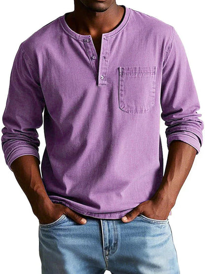 Men's Casual Long Sleeve Henley Shirt | Comfortable Fit 7