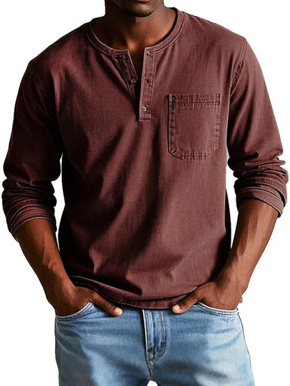Men's Casual Long Sleeve Henley Shirt | Comfortable Fit 8