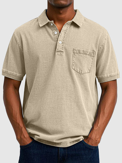 Men's Cotton-Denim Polo Shirt | Short Sleeve Casual Wear 6