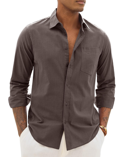 Men's Cotton Linen Long Sleeve Shirt | Men's Dress Shirts 2
