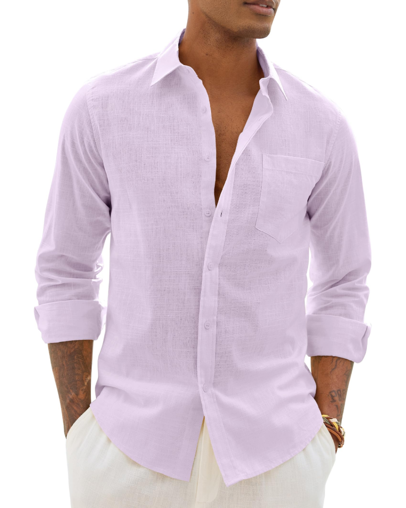 Men's Cotton Linen Long Sleeve Shirt | Men's Dress Shirts 5