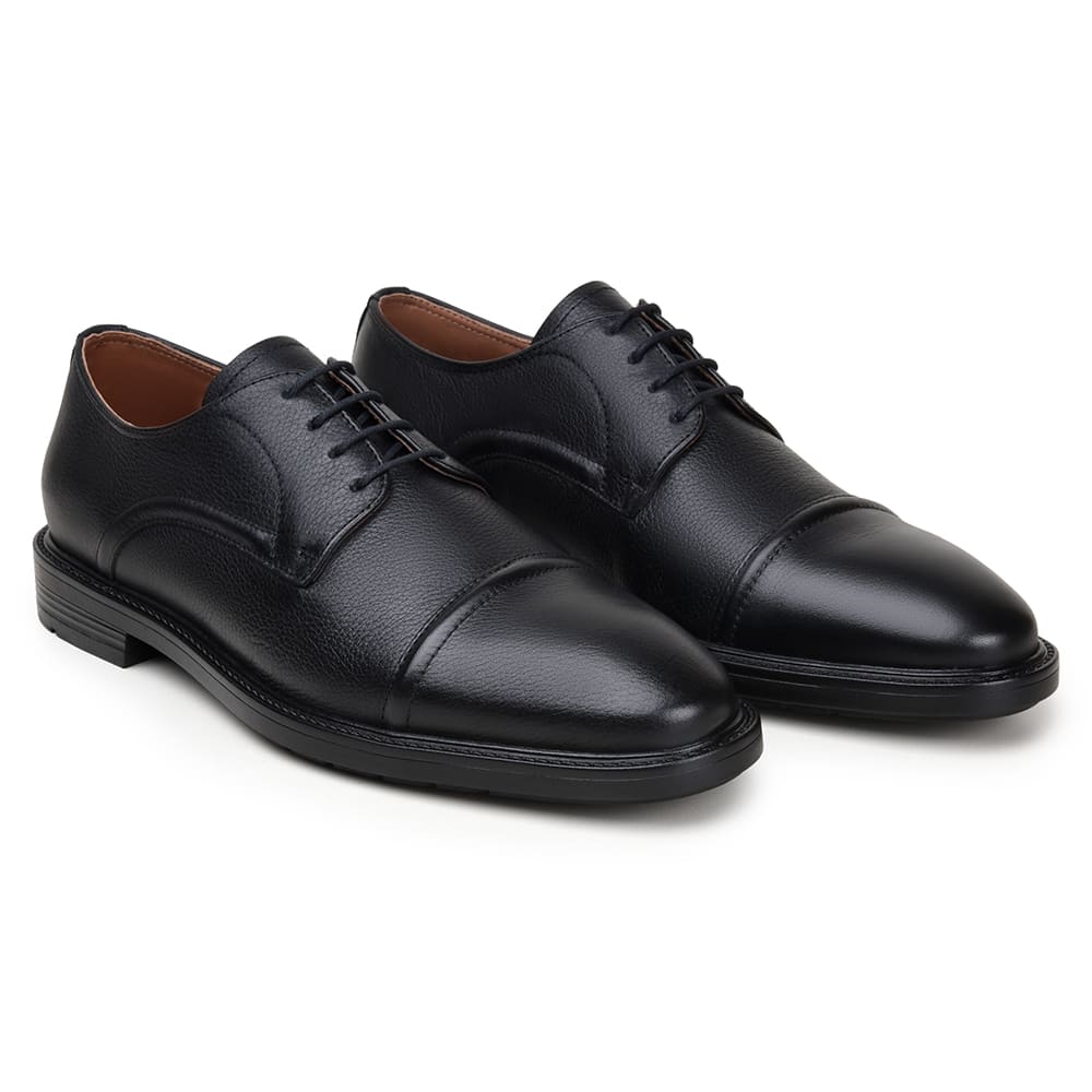 Men's Derby Dress Shoes Black Size 42 Floater Leather 1