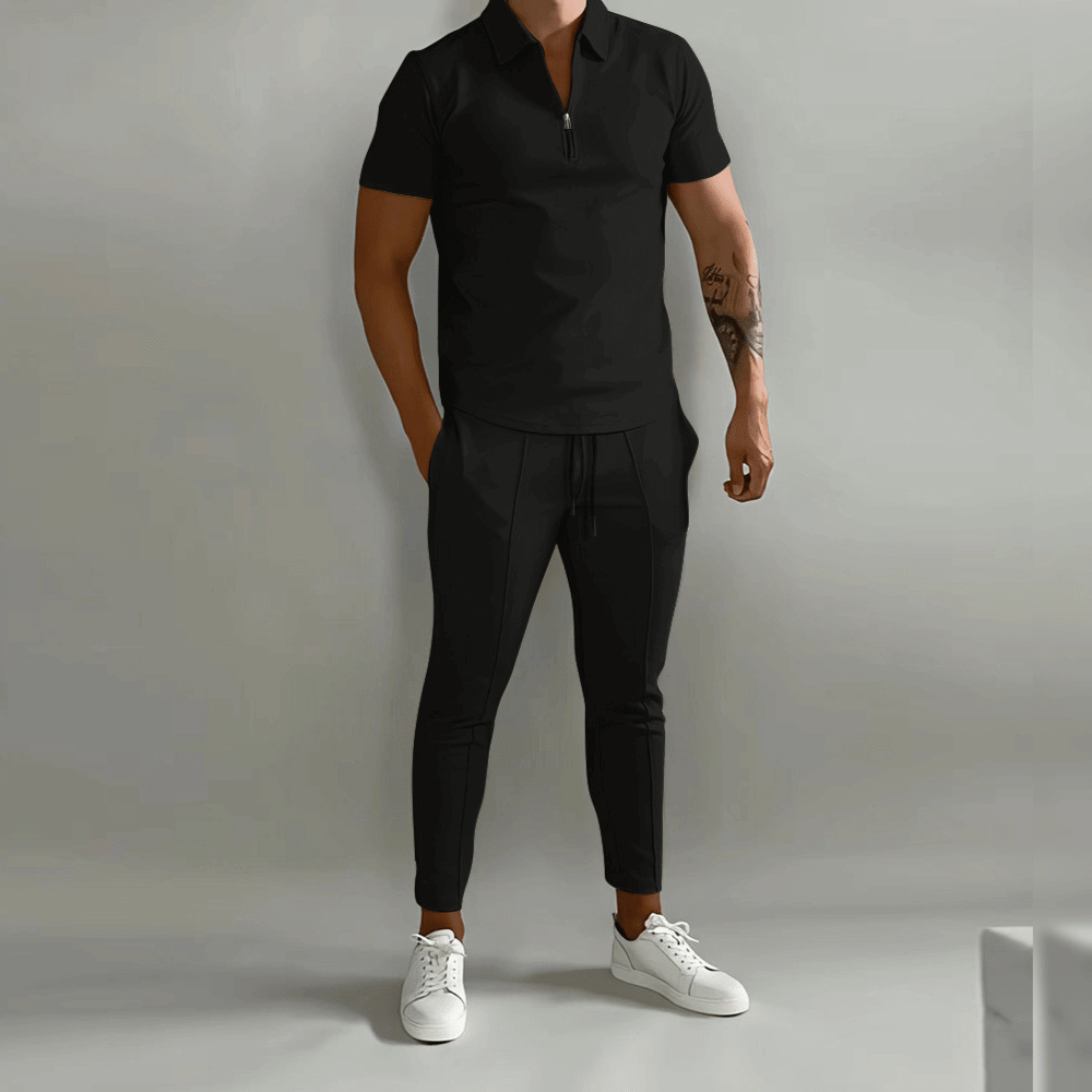 Men's Elegant Polo Shirt and Trousers Set | Smart Casual Outfit 4