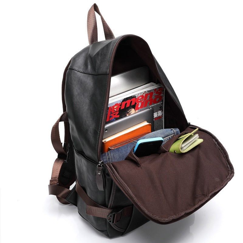 Men's Leather Backpack Brown Size 42x33x13cm Ecological Leather 3