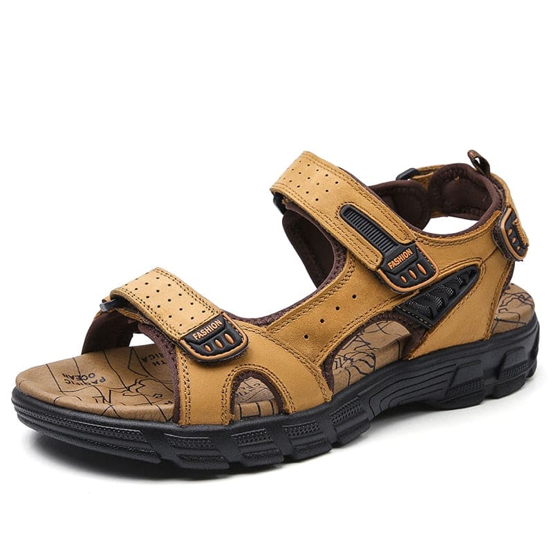 Men's Leather Sandal | Adjustable Velcro Comfort Footwear 5