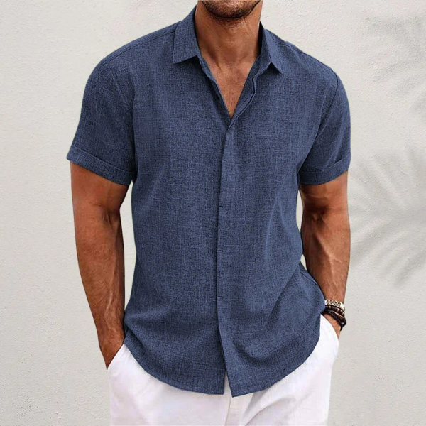 Men's Linen Shirt | Short Sleeve Casual Comfort 0