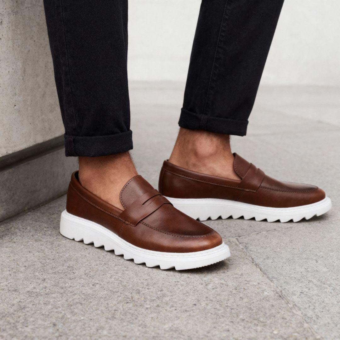 Men's Moccasin Loafer Brown Size 37-44 Ecological Leather 1