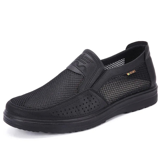 Men's Moccasin Shoes | Breathable Mesh Black Size 42 Textile 0