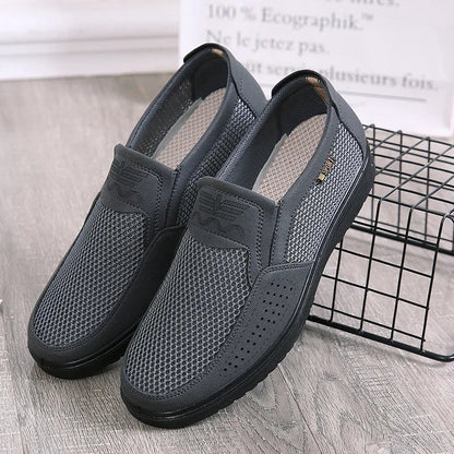 Men's Moccasin Shoes | Breathable Mesh Black Size 42 Textile 3